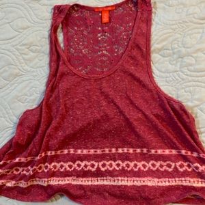 Juniors S pink/tiedye tank top